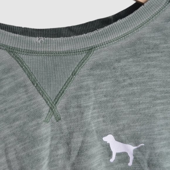 Victoria’s Secret PINK Green Crewneck Sweatshirt – Size M, Distressed - Picture 2 of 3